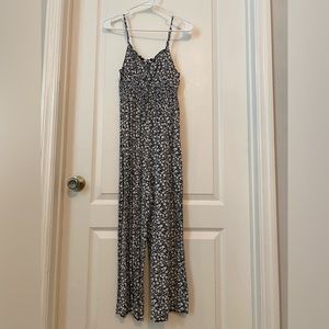 Floral Tie Front Shirred Waist Cami Jumpsuit